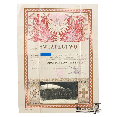 Świadectwo ukończenia Szkoły Podoficerów Rezerwy - lotnictwo