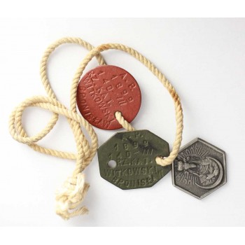 Zestaw nieśmiertelników po  Bronisławie Witkowskim, wybitnym sportowcu polskim