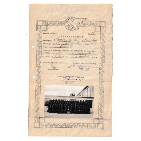 Zaświadczenie – 1 Pułk Lotniczych