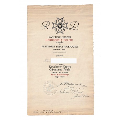 Nadanie Krzyża Kawalerskiego Orderu Polonia Restituta