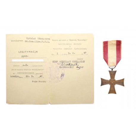Krzyż Walecznych z legitymacją