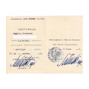 Legitymacja do Krzyża Walecznych